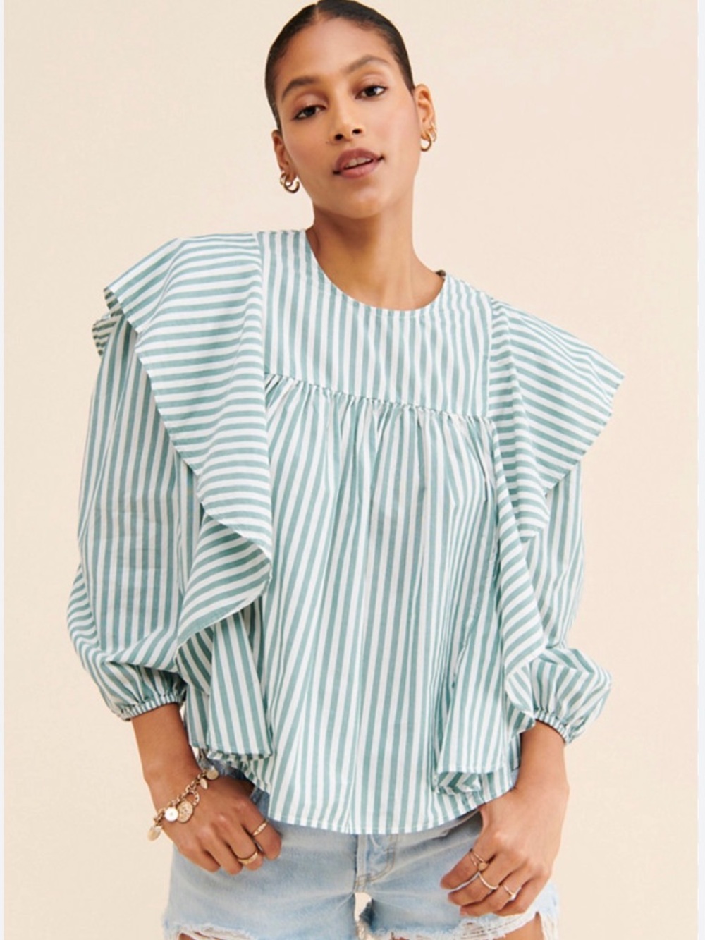 Pistola Kaelynn Striped Ruffle Sleeve Blouse
